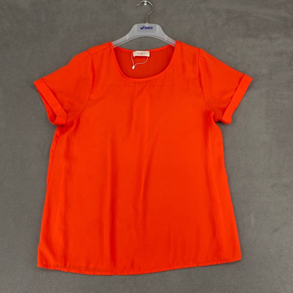 Everly Womens Short Sleeve Scoop Neck Blouse Orange Size L T9776